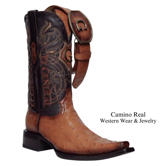 Men's Genuine Ostrich Leather Versace Square Toe Boots