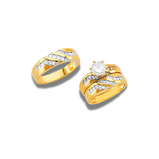 Tejido– 14k Gold Engagement Trio