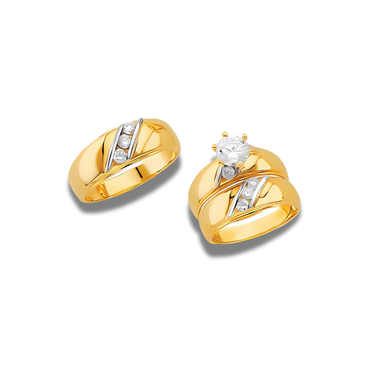 Bruma – 14k Gold Engagement Trio