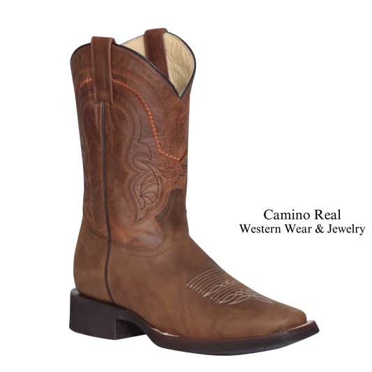 Men's Cowhide Leather Rodeo Square Toe Boots