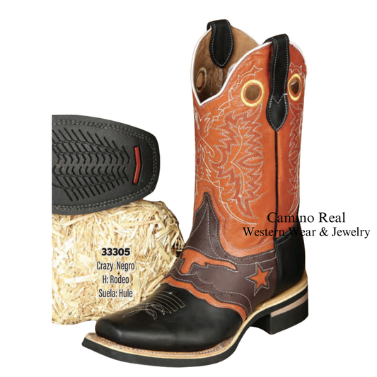 Men's Cowhide Leather Rodeo Square Toe Boots