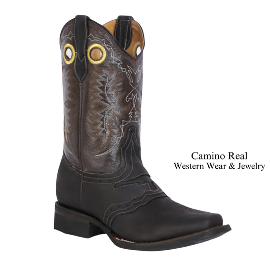 Men's Cowhide Leather Rodeo Square Toe Boots