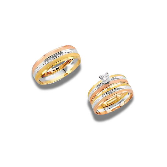 Girasol – 14k Gold Engagement Trio