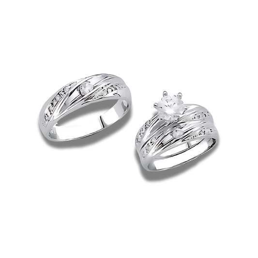 Twilight Bond – 14k Gold Engagement Trio