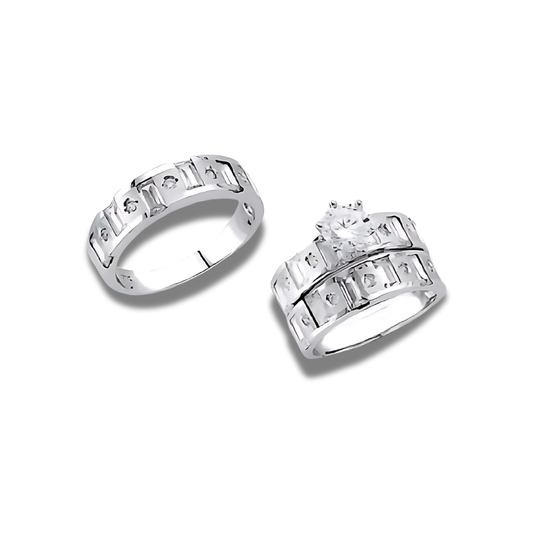Silver Echo – 14k Gold Engagement Trio
