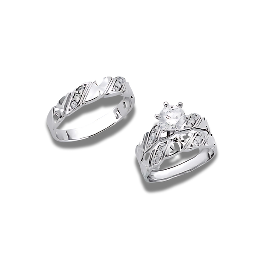 Silent Light – 14k Gold Engagement Trio
