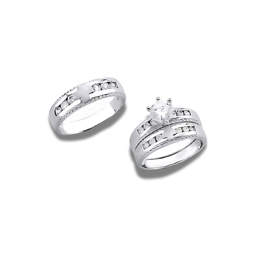 Bold Grace – 14k Gold Engagement Trio