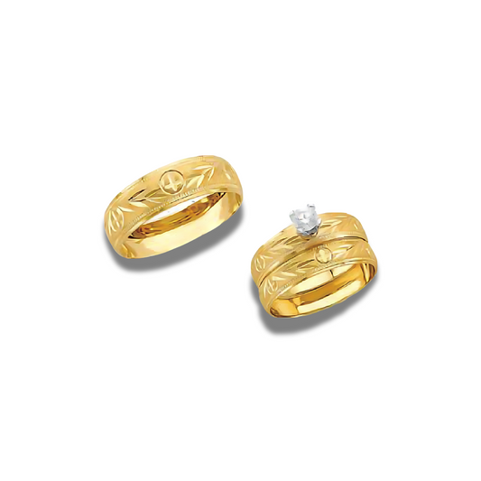 Hortensia – 14k Gold Engagement Trio