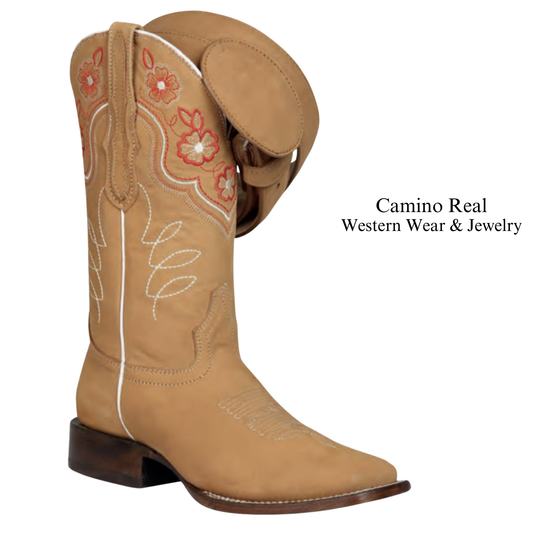 Women's Cowhide Leather Rodeo Square Toe Boots