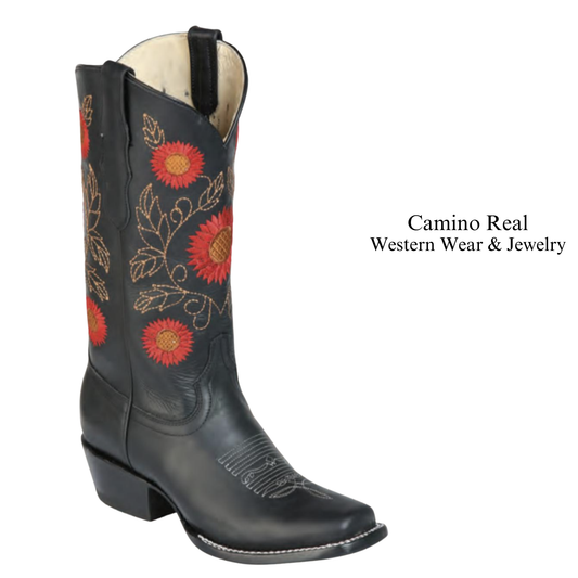 Women's Cowhide Leather Rodeo Square Toe Boots