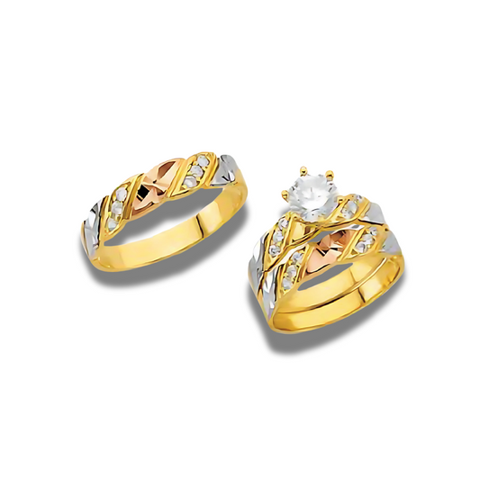 Jacaranda – 14k Gold Engagement Trio