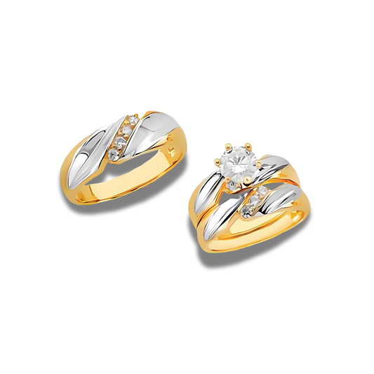 Horizonte Azul – 14k Gold Engagement Trio